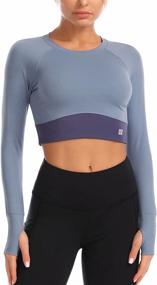 img 4 attached to Sleeve Fitted Athletic Workout Cropped