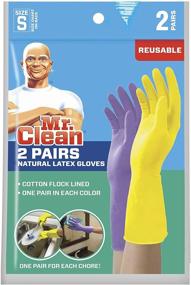 img 1 attached to 🧤 Mr. Clean Small Reusable Latex Gloves: 2 Color, 2 Pairs for Durable Household Cleaning