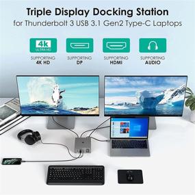 img 1 attached to 🔌 16-in-1 USB C Docking Station: Ultimate Laptop Dock for USB-C Devices with 4K Triple Display, 60W Laptop Charging, Multiple Ports (HDMI/DP/VGA/SD TF Card Reader/2USB-C/Gigabit Ethernet/Audio/Mic/5USB)