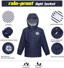 img 1 attached to 🌧️ Rokka&Rolla Boys' Waterproof Hooded Raincoat for Toddler and Little Kids Size 2T-12 - Rubberized Lining Included