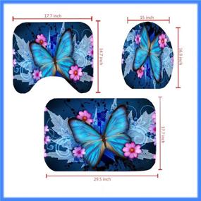 img 1 attached to 🦋 Waterproof Blue Butterfly Floral Shower Curtain Set with Rugs, Toilet Lid Cover, and Bath Mat - Complete Bathroom Décor with 12 Hooks