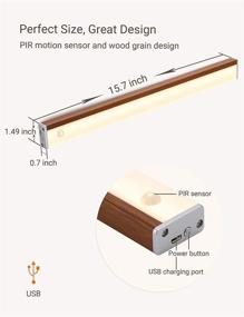 img 3 attached to 🚪 Wood Grain Closet Lights: Motion Sensor, USB Rechargeable Under Cabinet Lighting, Automatic Bedroom & Bathroom Light (Warm White, 4000k, 158 Lumen)