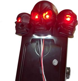 img 2 attached to HTTMT- Black Side Mount License Plate Bracket W/SKULL LED Brake Tail Light Compatible With 7/8&#34