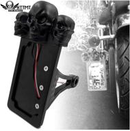 httmt- black side mount license plate bracket w/skull led brake tail light compatible with 7/8&#34 logo