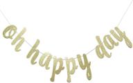 🎉 justparty oh happy day gold glitter banner: perfect for birthdays, weddings, gender reveals, baby showers, retirement, and congratulations parties! logo