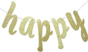 img 2 attached to 🎉 JustParty Oh Happy Day Gold Glitter Banner: Perfect for Birthdays, Weddings, Gender Reveals, Baby Showers, Retirement, and Congratulations Parties!