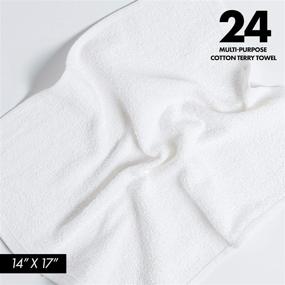 img 3 attached to 🧺 Pack of 24 Cotton Terry Towel Cleaning Cloths, White, 14"x17" - 100% Cotton Terry Cloth Bar Rags Towels for Multi-Purpose Cleaning, Highly Absorbent for Auto Detailing or Painters