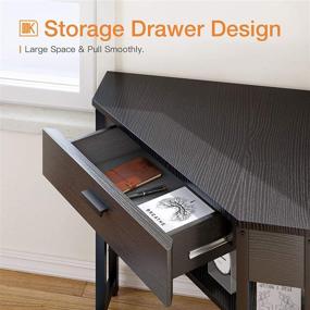 img 3 attached to 🖥️ ODK Corner Desk Triangle Computer Desk: Large Drawer, Storage Shelves, Black