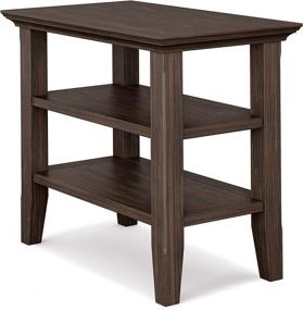 img 3 attached to 🪑 SimpliHome Acadian Rustic Narrow Side Table - Solid Wood, 14" Wide Rectangular Design in Farmhouse Brown with Storage, 2 Shelves for Living Room and Bedroom