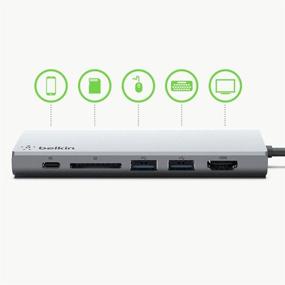 img 1 attached to 💻 Enhanced USB-C Hub with Attached Cable for MacOS and Windows USB-C Laptops by Belkin