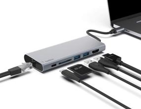 img 3 attached to 💻 Enhanced USB-C Hub with Attached Cable for MacOS and Windows USB-C Laptops by Belkin