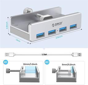 img 3 attached to 💻 ORICO USB 3.0 адаптер зажима-хаб: алюминиевый 4-портовый USB-разветвитель с источником питания и кабелем передачи данных – ультрапортативный расширитель USB для MacBook Air, ноутбука, ПК