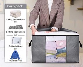 img 3 attached to 🛌 Ingenious AOODA 3 Packs Blanket Comforter Storage Bags: Organize Pillows and Bedding Effortlessly in Closet - Grey, Clear Window, Large Capacity, Thick Fabric