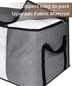 img 2 attached to 🛌 Ingenious AOODA 3 Packs Blanket Comforter Storage Bags: Organize Pillows and Bedding Effortlessly in Closet - Grey, Clear Window, Large Capacity, Thick Fabric