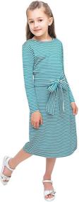 img 1 attached to Sleeve Striped Casual Dresses for Girls' Clothing