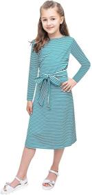 img 2 attached to Sleeve Striped Casual Dresses for Girls' Clothing