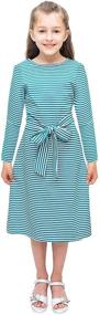 img 3 attached to Sleeve Striped Casual Dresses for Girls' Clothing