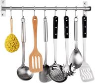 🔪 space-saving stainless steel kitchen utensil rack: wall-mounted hanger with 8 removable s hooks - ideal for organizing knives, spoons, pots, pans, and more! (20 inches / 50cm) логотип