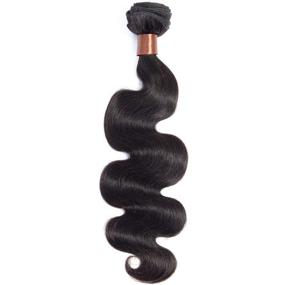 img 1 attached to 🏾 BLACKMOON HAIR: 100% Unprocessed Virgin Indian Hair Body Wave Weave - 28-inch 4 Bundles, Natural Black Color