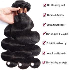 img 3 attached to 🏾 BLACKMOON HAIR: 100% Unprocessed Virgin Indian Hair Body Wave Weave - 28-inch 4 Bundles, Natural Black Color