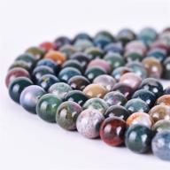 🔮 38pcs indian agate natural jasper gemstone round loose gems - 10mm energy stone beads for jewelry craft making, healing power stone for bracelets, necklaces logo