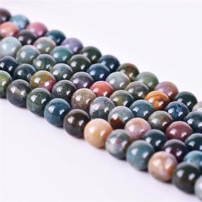 img 3 attached to 🔮 38PCS Indian Agate Natural Jasper Gemstone Round Loose Gems - 10mm Energy Stone Beads for Jewelry Craft Making, Healing Power Stone for Bracelets, Necklaces