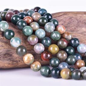 img 2 attached to 🔮 38PCS Indian Agate Natural Jasper Gemstone Round Loose Gems - 10mm Energy Stone Beads for Jewelry Craft Making, Healing Power Stone for Bracelets, Necklaces