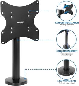 img 2 attached to 📺 Bolt Down Stand for Desk, Desktop, and Tabletop | MOUNT-IT! Flat Screen TV Swivel Tabletop Mount [23"-43" Screens] | VESA Mount up to 200x200mm | Steel, Black