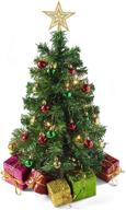 🎄 набор миниатюрной новогодней ёлки prextex 23 дюйма: теплые белые светодиодные огни, звезда на вершине, подарочные коробки и подвесные украшения для самостоятельного декора логотип