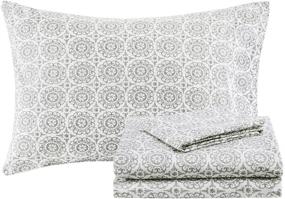 img 1 attached to 🛏️ Madison Park Essentials Cozy Bag Comforter: Medallion Damask Design, Serenity Yellow, King Size, 9 Piece Set