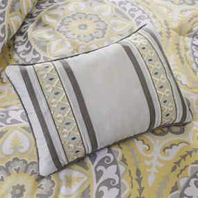 img 2 attached to 🛏️ Madison Park Essentials Cozy Bag Comforter: Medallion Damask Design, Serenity Yellow, King Size, 9 Piece Set