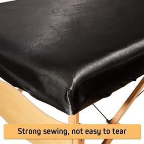 img 1 attached to 🛏️ Premium Black Massage Table Protective Cover: Silky Fitted Sheet, Stain-Resistant & Reusable; Machine Washable Spa Bed Sheet (Massage Table Not Included)