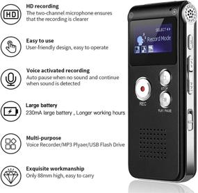 img 3 attached to Portable USB Rechargeable 8GB Digital Voice Recorder by SLEPPGO - Digital Audio and MP3 Player ideal for Meetings, Interviews, and Lectures (Black)