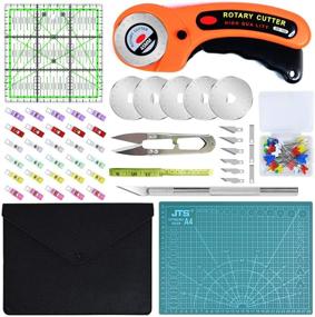 img 4 attached to 🧵 Complete 147PCS Rotary Cutter Tool Kit for Sewing and Quilting - 45mm Fabric Cutter Set with 5pcs Blades, Cutting Mat, Patchwork Ruler, Carving Knife, Scissors, Sewing Clips, Sewing Straight Pins, Full Toolset