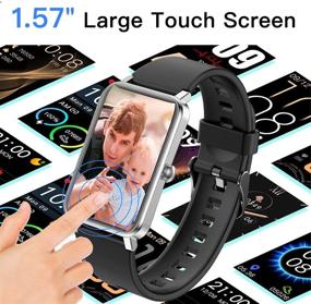 img 3 attached to 📱 IP68 Waterproof Smart Watch 1.57" Touch Screen Fitness Tracker with Heart Rate Monitor, Sleep Monitor, Stopwatch, Pedometer – Sports Health Tracker and Activity Smartwatch for Men and Women. Compatible with Android and iOS Phones.