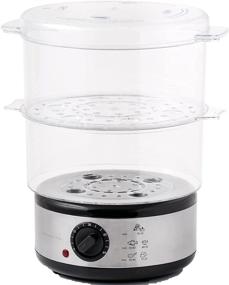 img 4 attached to Ovente 5 Quart Double Tier Stackable Electric Food Steamer - Portable BPA-Free Basket with 400 Watt Power Stainless Steel Base Steamer - Fast Steaming for Vegetable and Fish - Silver FS62S