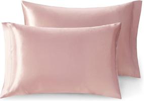 img 4 attached to 💤 Enhance Your Beauty Sleep with Blush Satin Pillow Cases - Set of 2, Queen Size (20x30 inch) Silk Pillowcase Covers for Hair and Skin - Silky Comfort, Reduce Irritation and Tame Frizzy Hair
