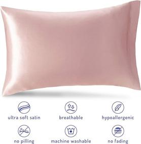 img 2 attached to 💤 Enhance Your Beauty Sleep with Blush Satin Pillow Cases - Set of 2, Queen Size (20x30 inch) Silk Pillowcase Covers for Hair and Skin - Silky Comfort, Reduce Irritation and Tame Frizzy Hair