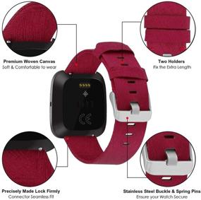 img 3 attached to Fabric Bands Compatible With Fitbit Versa/Versa 2/Fitbit Versa Lite For Women Men Woven Nylon Replacement Bands For Fitbit Versa Watch (Small Wearable Technology