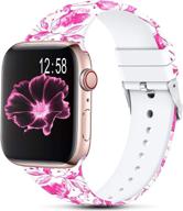 🌸 цветочные непромокаемые силиконовые спортивные ремешки для apple watch серии 3-6: заменяемые ремешки sunnywoo для женщин и мужчин логотип