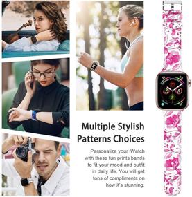 img 2 attached to 🌸 Цветочные непромокаемые силиконовые спортивные ремешки для Apple Watch серии 3-6: Заменяемые ремешки Sunnywoo для женщин и мужчин