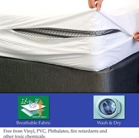 img 2 attached to 🛌 Waterproof Queen Size Continental Sleep Box Spring Protector Cover, Fits Mattress Size 10-13, White