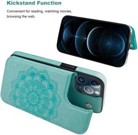 img 1 attached to 📱 Vaburs iPhone 12 Pro Max Case Wallet with Card Holder - Embossed Mandala Pattern Flower PU Leather Flip Cover - Double Magnetic Buttons - Shockproof - 6.7 Inch - Green