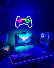 img 2 attached to 🎮 Gamepad Shape Neon Sign with LED Lights | Gamer Room Decor for Teen Boys | Bedroom Game Decoration | Console Neon Lights for Children's Gaming Room | Interior Game Room Decoration Gift