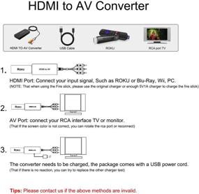 img 1 attached to 🔌 HDMI to RCA Converter Adapter | Supports PAL/NTSC | PS4, Xbox, Switch, TV Stick, Roku, Fire Stick, Blu-Ray, DVD Player