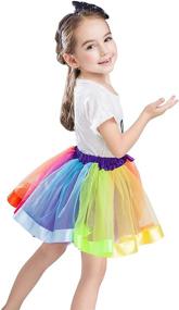 img 2 attached to 🌈 Buenos Ninos Girls' Colorful Lined Rainbow Tutu Ballet Dance Skirt with Layered Ruffles