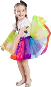 img 1 attached to 🌈 Buenos Ninos Girls' Colorful Lined Rainbow Tutu Ballet Dance Skirt with Layered Ruffles