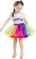 🌈 buenos ninos girls' colorful lined rainbow tutu ballet dance skirt with layered ruffles logo