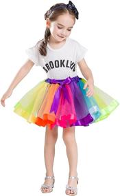 img 4 attached to 🌈 Buenos Ninos Girls' Colorful Lined Rainbow Tutu Ballet Dance Skirt with Layered Ruffles