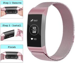 img 2 attached to Amzpas Loop Bands Compatible With Fitbit Charge 4 And Fitbit Charge 3 Band Metal Mesh Stainless Steel Magnetic Clasp Wristbands For Women Men (Small Wearable Technology